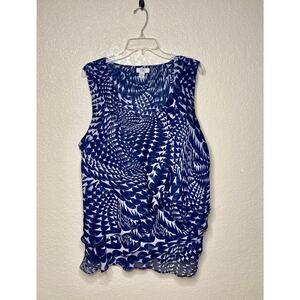 Y2K Sheer Tiered Sleeveless Layering Top Geometric Plus Size 22/24